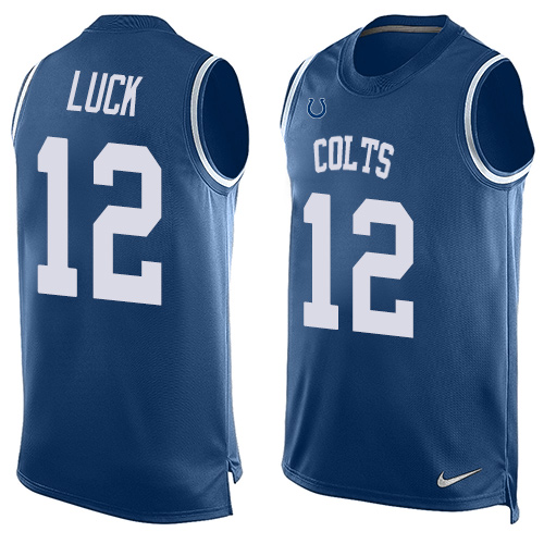 Men's Limited Andrew Luck Nike Jersey Royal Blue - #12 Player Name & Number Tank Top NFL Indianapolis Colts